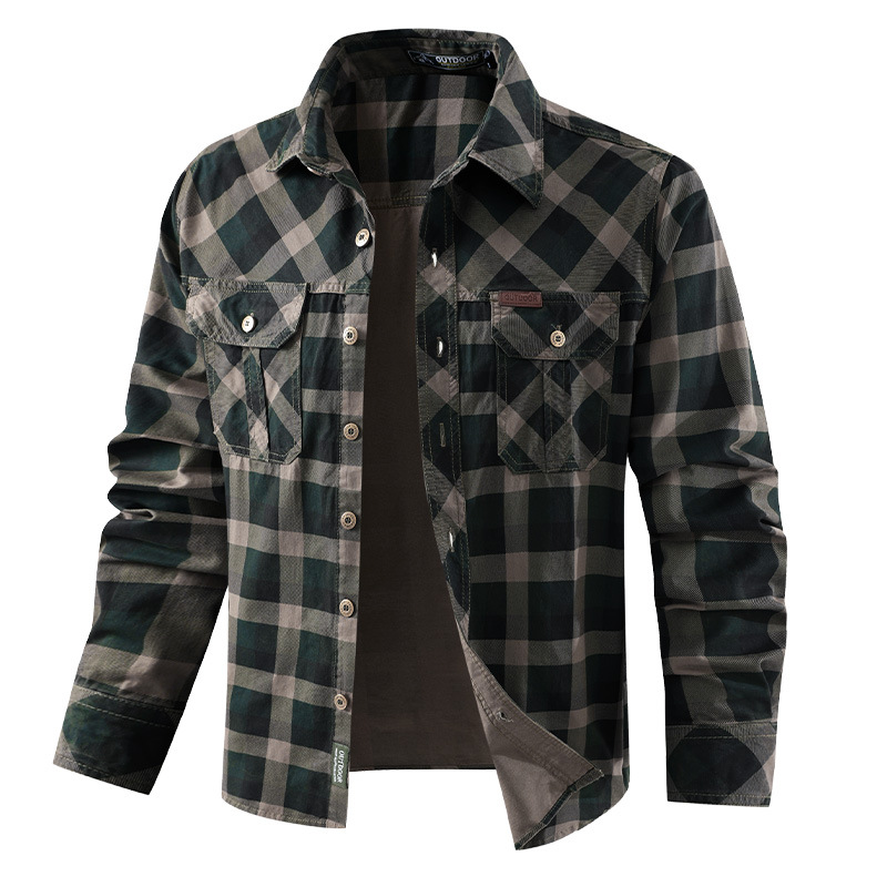 Flannel Shirt Lined - Chemises décontractées à carreaux pour hommes,
