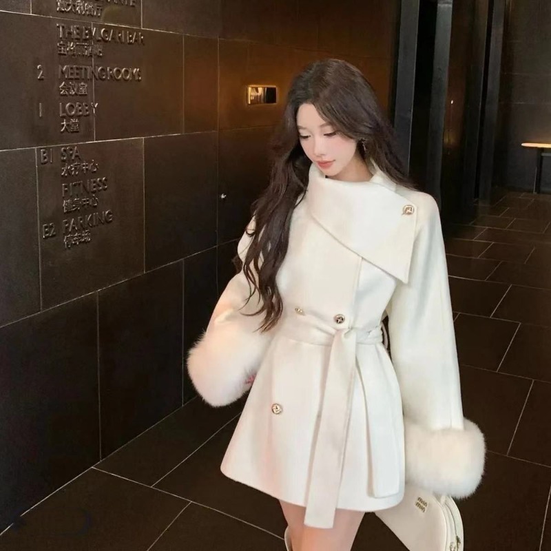 Wool Coat Peacoat - Manteau en laine coréen chic et